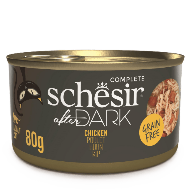 Konservi kaķiem – Schesir After Dark Chicken in Broth, 80 g