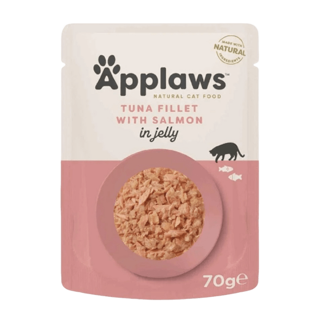 Konservi kaķiem – Applaws Cat Pouch Tuna wholemeat with Salmon in jelly 70 g