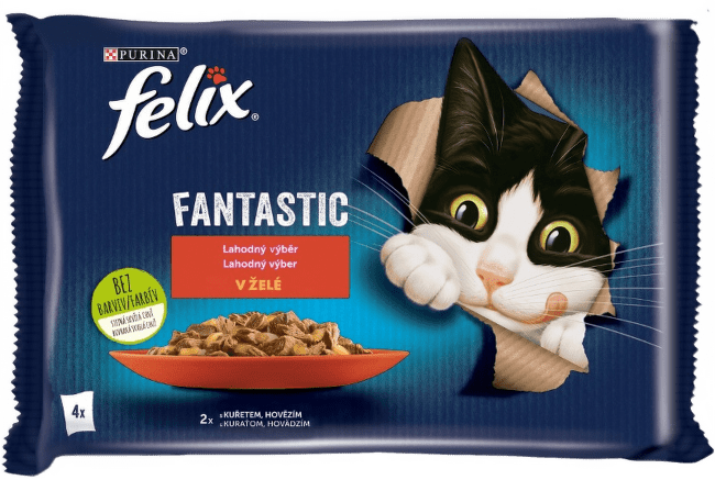 Kapsičky Felix Fantastic s kuracím a hovädzím v želé 4×85 g