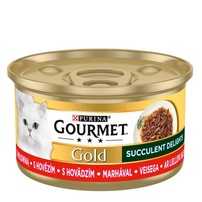 Консервы для кошек – GOURMET Gold Succulent Delights Beef, 85 г