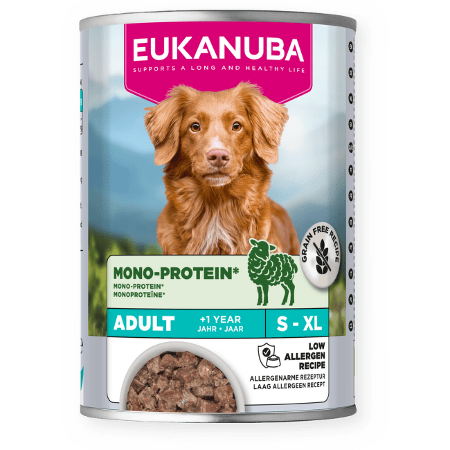 Konservi suņiem – Eukanuba Monoprotein Adult All Breed Lamb 400 g