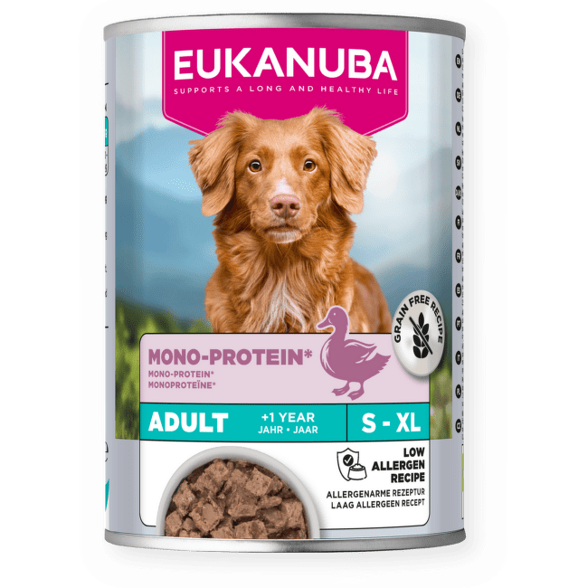 Konservi suņiem – Eukanuba Monoprotein Adult All Breed Duck 400 g