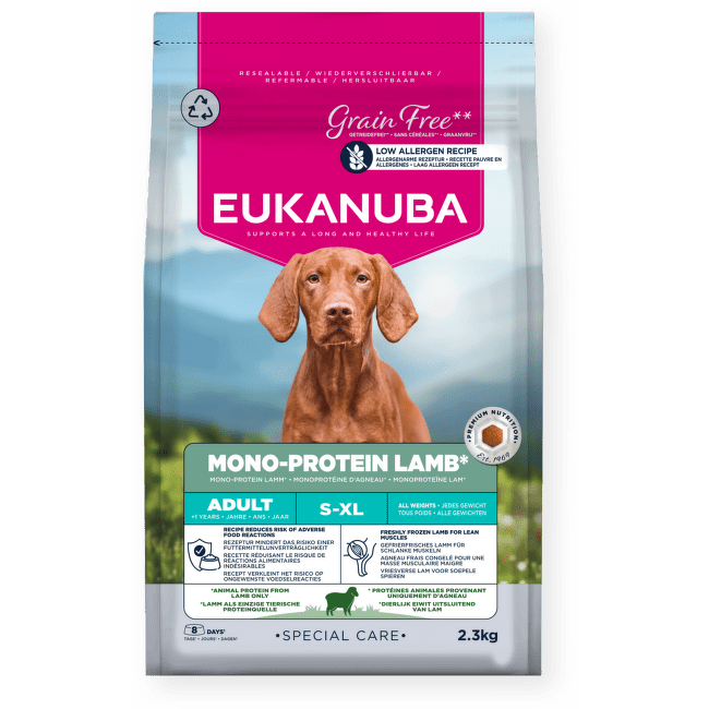 Barība suņiem – Eukanuba Adult All Breed Monoprotein, Lamb 2.3 kg