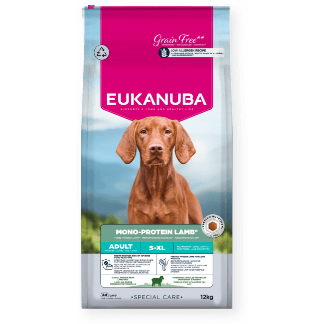 Barība suņiem – Eukanuba Adult All Breed Monoprotein, Lamb 12 kg