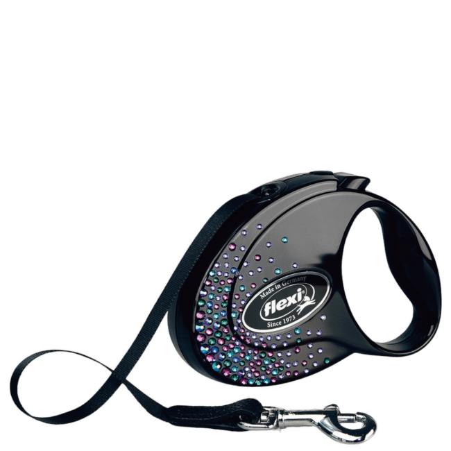 Поводок-рулетка – Flexi Glam Splash Mystic S 3 м, Tape, Black