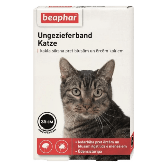 Ошейник против блох, клещей для кошек – Beaphar Ungezieferband, 35 см, черный