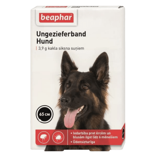 Ошейник против блох и клещей для собак – Beaphar, Ungezieferband For Dog, 65 см, (черный)