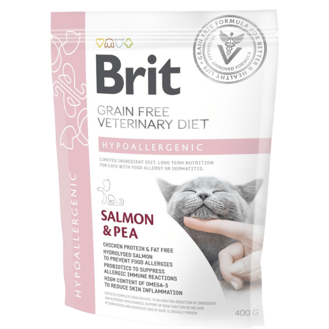 Veterinārā barība kaķiem – Brit Veterinary Diet, Cat Hypoallergenic, 0,4 kg