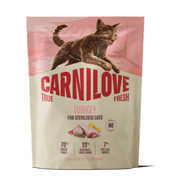 Barība kaķiem – CARNILOVE TRUE FRESH Cat Dry Sterilised Adult All Breeds Turkey 400 g