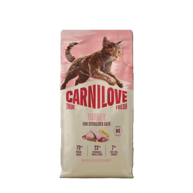 Barība kaķiem – CARNILOVE TRUE FRESH Cat Dry Sterilised Adult All Breeds Turkey 6 kg