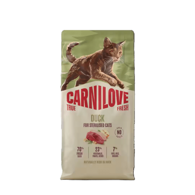 Barība kaķiem – CARNILOVE TRUE FRESH Cat Dry Sterilised Adult All Breeds Duck 400 g