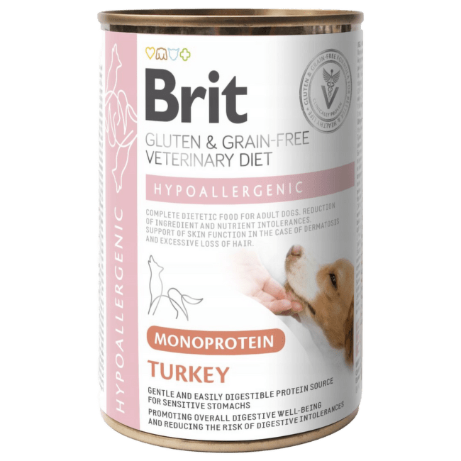 Ветеринарные консервы для собак – Brit Veterinary Diet, Dog Hypoallergenic Monoprotein Turkey, 400 г