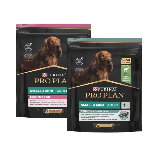 Корм для собак – Pro Plan Small and Mini Adult, Sensitive Skin, 700 г + Sensitive Digestion, 700 г