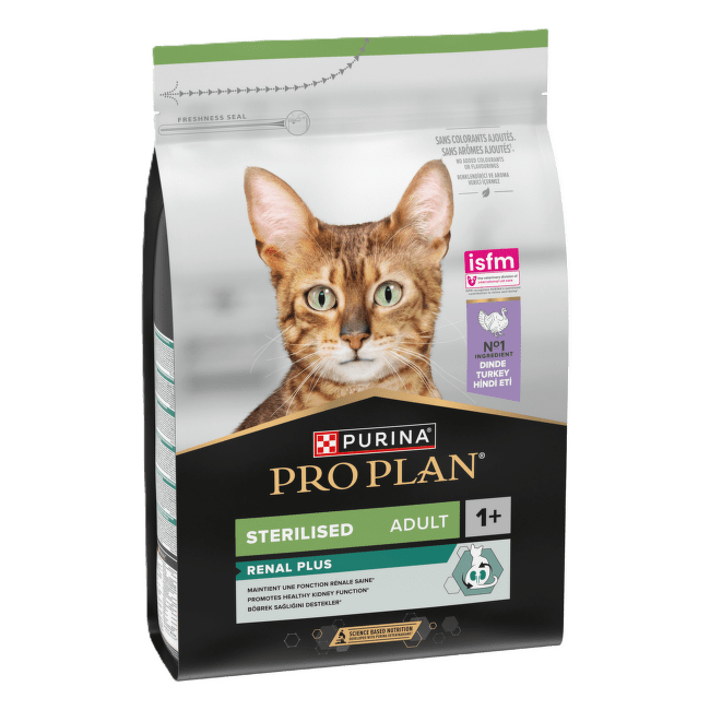 Bar­ība kaķiem – Pro Plan STERILISED Cat Turkey RENAL, 3 kg