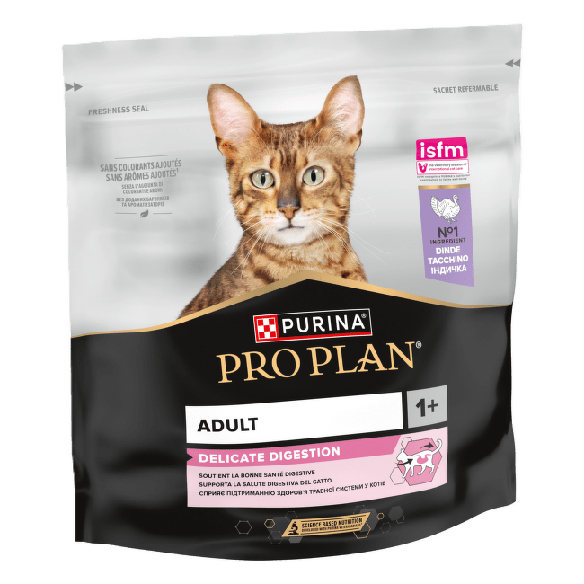 Barība kaķiem – Pro Plan DELICATE Cat Turkey DIGEST, 0,4 kg