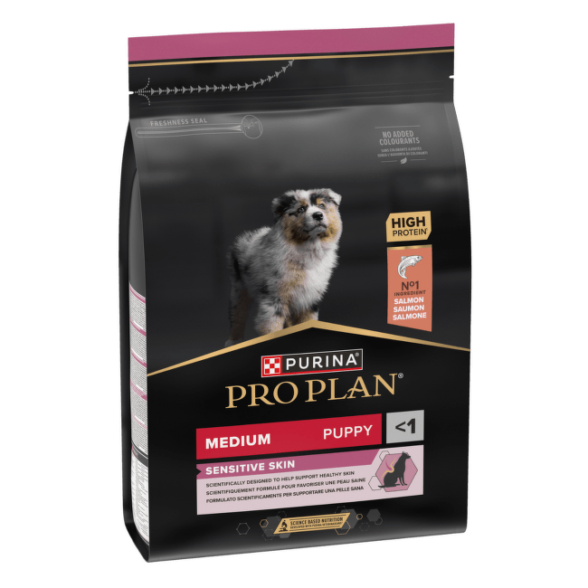 Корм для щенков – Pro Plan Medium Puppy Sensitive Skin Salmon, 3 кг