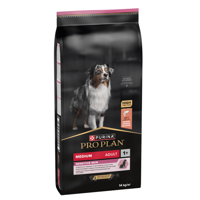 Barība suņiem – Pro Plan Medium Adult Sensitive Skin Salmon, 14 kg