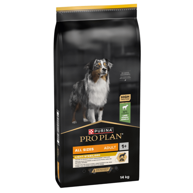 Diētiskā barība suņiem – Pro Plan Dog All Sizes Adult Light Lamb, 14 kg