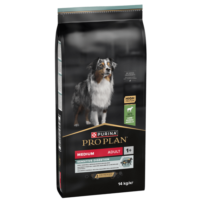 Barība suņiem – Pro Plan Medium Adult Sensitive Digestion Lamb, 14 kg