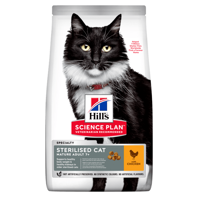 Barība kaķiem – Hill's Sterilised Cat Mature Adult 7+ Chicken, 1,5 kg