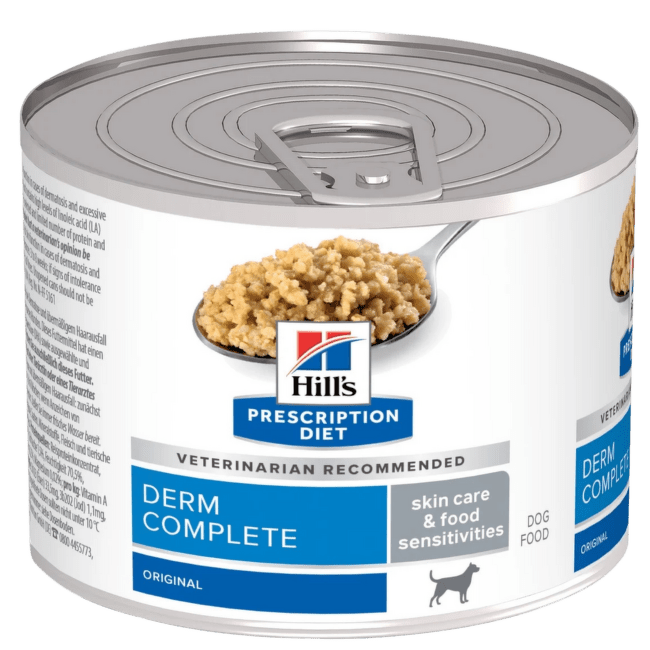 Veterinārie konservi suņiem – Hill's Derm Complete Skin Care and Food Sensitivities, 200 g