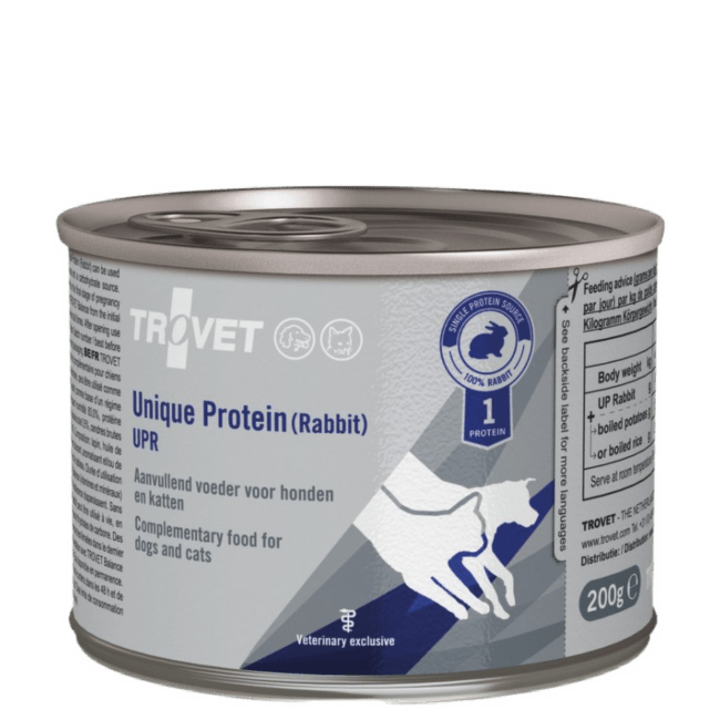 Veterinārie konservi kaķiem un suņiem – Trovet UPR Unique Protein Rabbit, 200 g