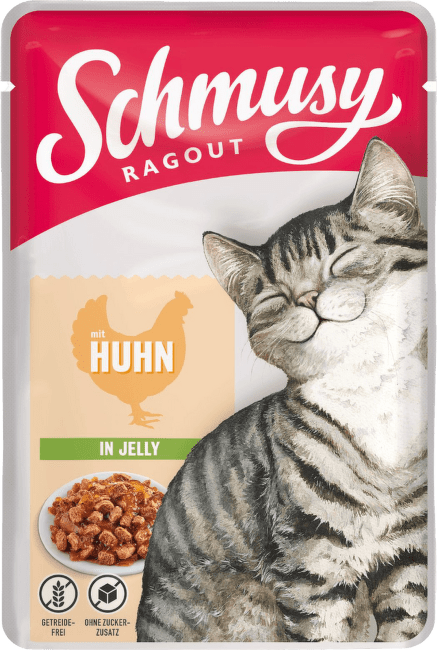 Консервы для кошек – Schmusy Ragout, mit Huhn in jelly, 100 г