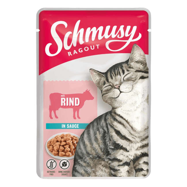 Konservi kaķiem – Schmusy Ragout, Beef in sauce, 100 g