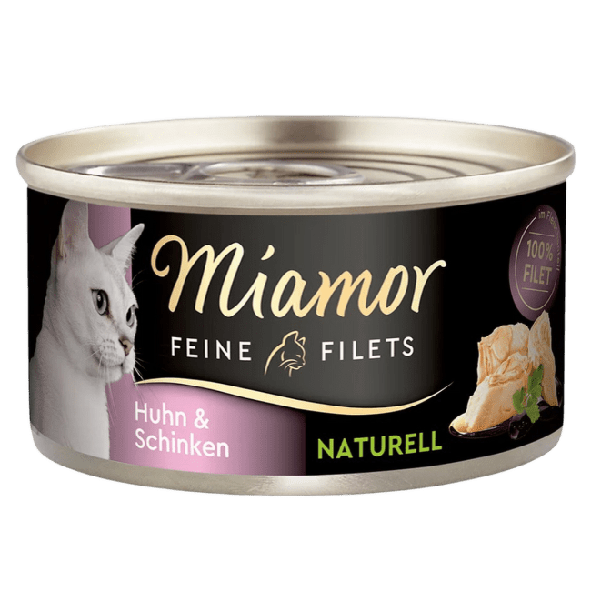 Konservi kaķiem – Miamor Filets Naturell, Chicken and Ham, 80 g
