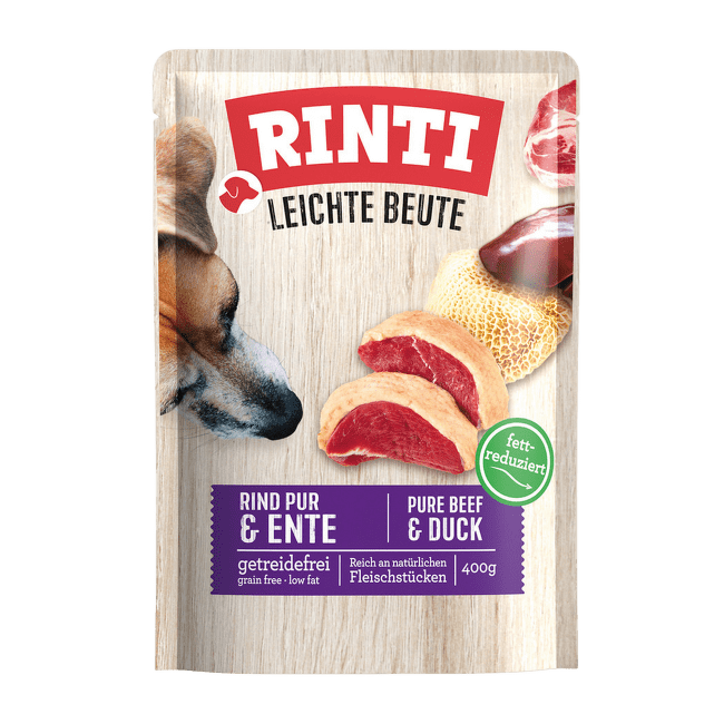 Konservi suņiem – Rinti Pouch Leichte Beute Beef and Duck, 400 g