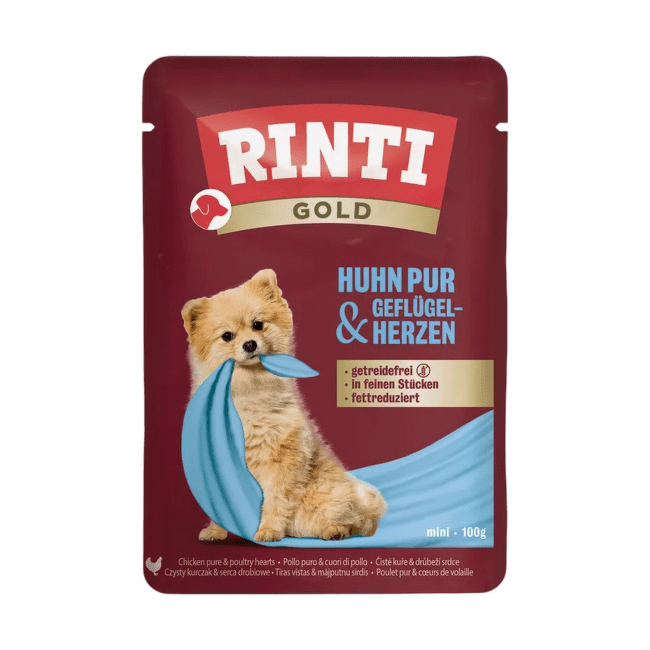 Konservi suņiem – Rinti Gold, Chicken and Poultry Hearts, 100 g
