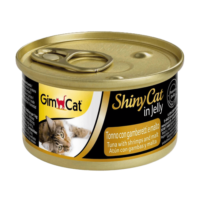 Konservi kaķiem – Gimpet ShinyCat Jelly Tuna with Shrimps 70 g