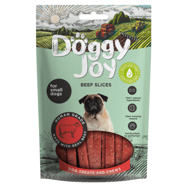 Лакомство для собак – Doggy Joy Beef Slices, 55 г