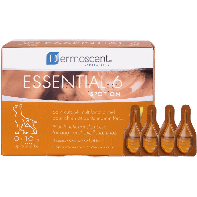 Средство по уходу за кожей для собак – Dermoscent Essential 6, spot-on dogs/small mammals 0–10 кг, 4 пипетки x 0,6 мл