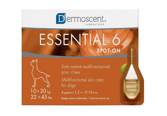 Средство по уходу за кожей для собак – Dermoscent Essential 6, spot-on dogs 10–20 кг, 4 пипетки по 1,2 мл