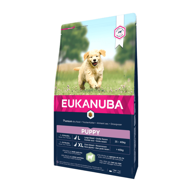 Корм для собак – Eukanuba Puppy and Junior Lamb Rice 12 + 2 кг в подарок