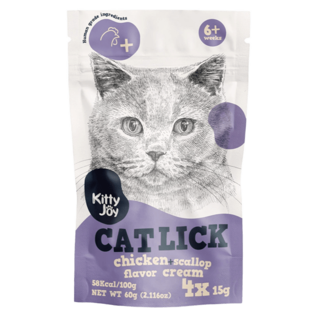 Лакомство для кошек – Kitty Joy Catlick Chicken and Scallop flavor cream, 60 г