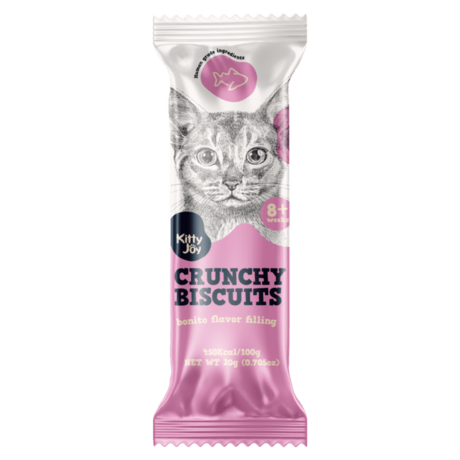 Gardums kaķiem – Kitty Joy Crunchy Biscuits Bonito flavor filling, 20 g