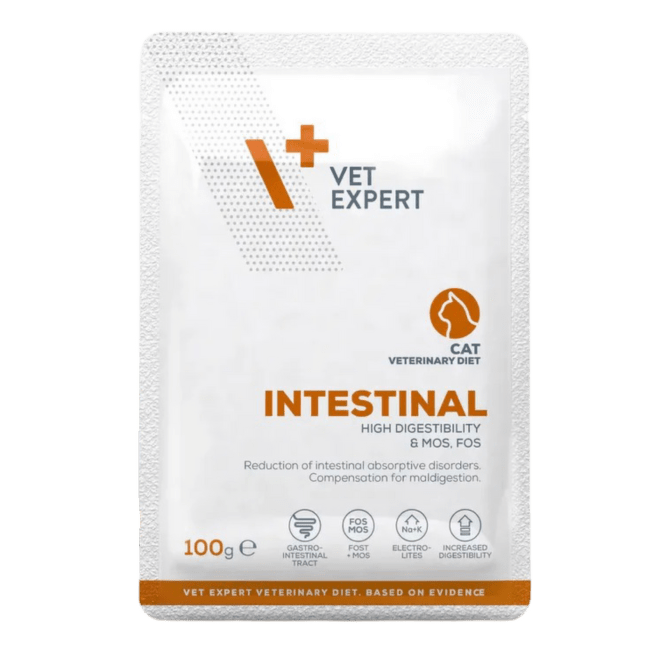 Veterinārie konservi kaķiem – VetExpert INTESTINAL 4T VD  Pouch, 100 g