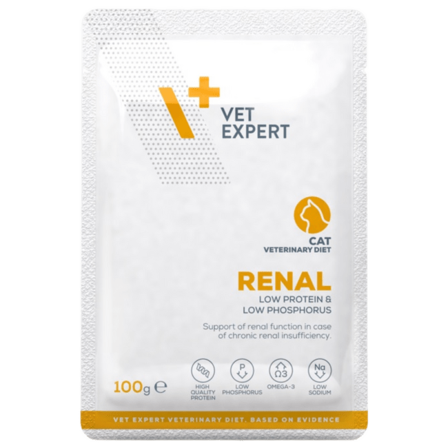 Veterinārie konservi kaķiem – VetExpert 4T VD RENAL Pouch, 100 g