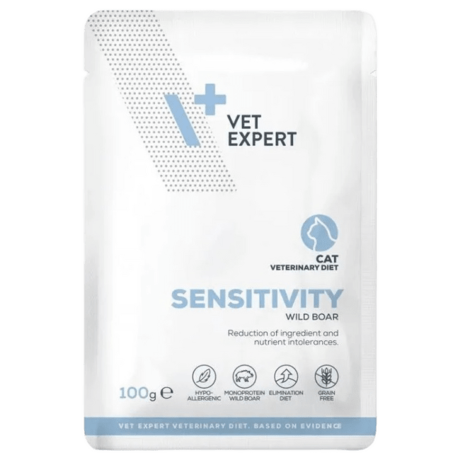 Veterinārie konservi kaķiem – VetExpert 4T VD SENSITIVITY Pouch, 100 g