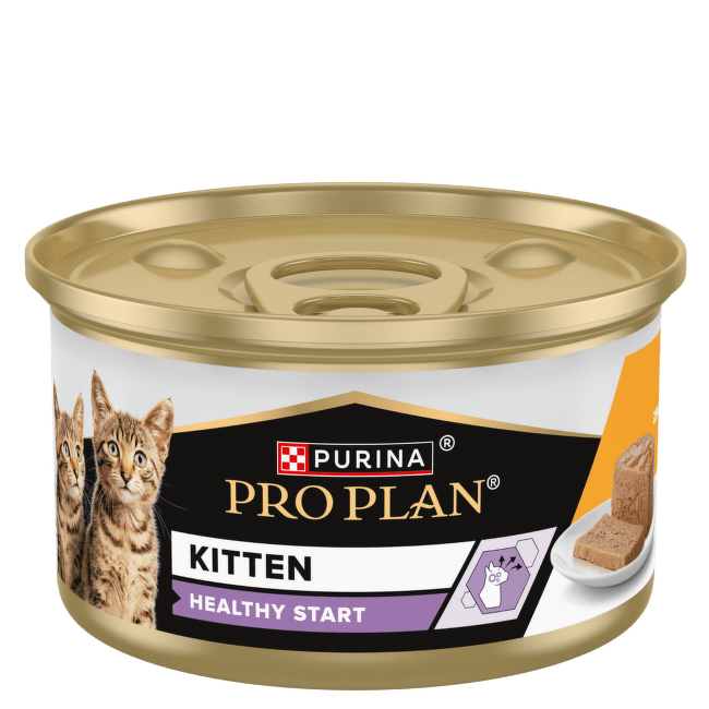 Konsērvi kaķēniem – PRO PLAN Kitten Healthy Start, ar vistas gaļu, 85 g