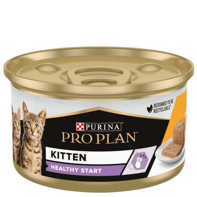 Konsērvi kaķēniem – PRO PLAN Kitten Healthy Start, ar vistas gaļu, 85 g