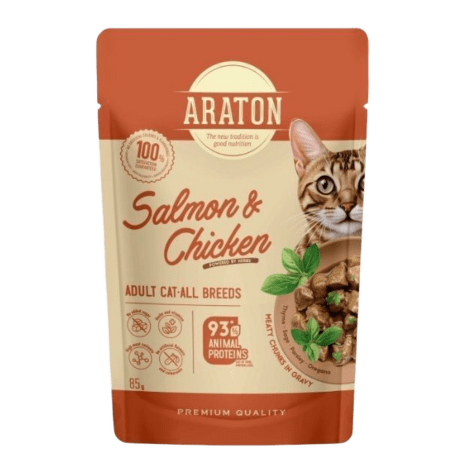 Консервы для кошек – Araton Adult Cats, Salmon and Chicken, 85 г