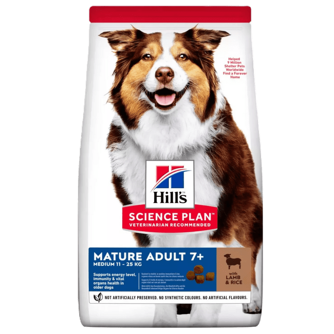 Barība suņiem – Hill's Mature Adult 7+ Medium Lamb and Rice, 2.5 kg