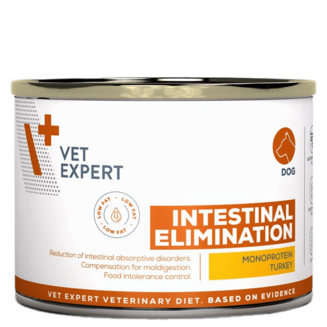 Veterinārie konservi suņiem – Vet Expert 4T VD INTESTINAL elimination low fat 200 g