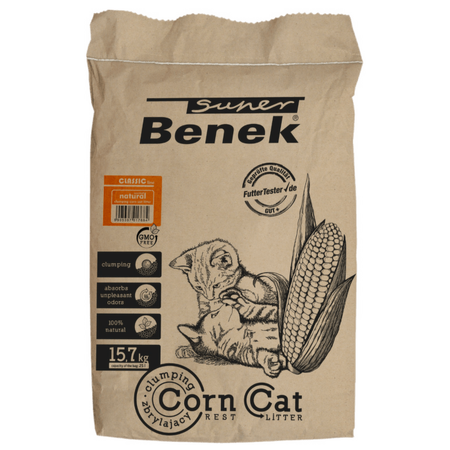 Кукурузный наполнитель для кошачьего туалета – Super Benek Corn Cat Classic, 25 л