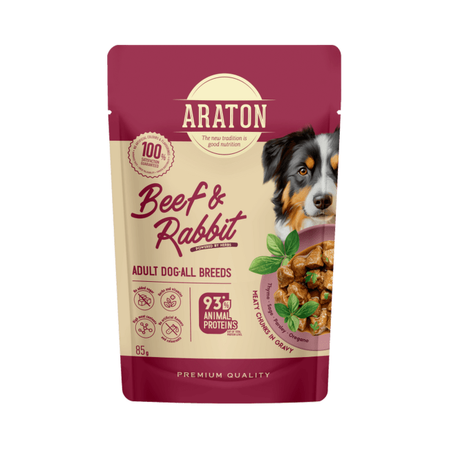 Консервы для собак – Araton Adult Dog All Breeds, Beef and Rabbit, 85 г
