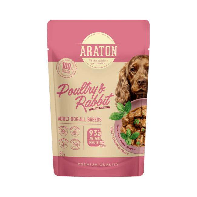 Консервы для собак – Araton Adult Dog All Breeds, Poultry and Rabbit, 85 г