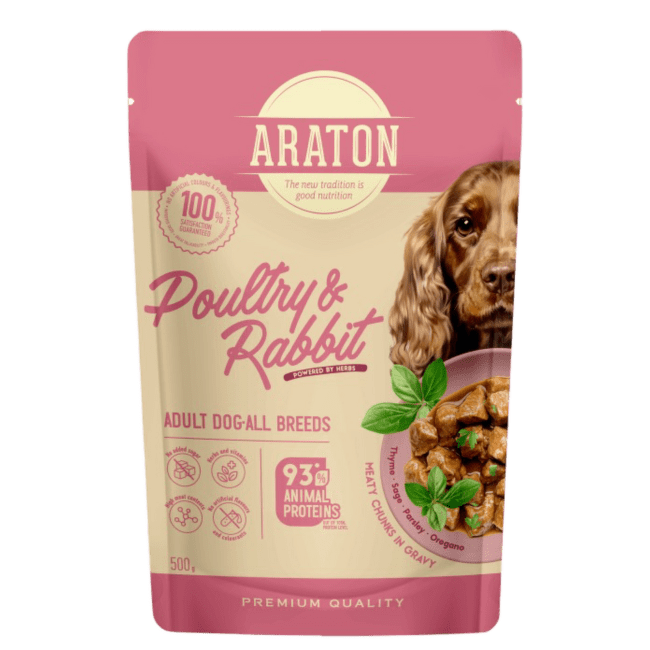 Консервы для собак – Araton Adult Dog All Breeds, Poultry and Rabbit, 500 г